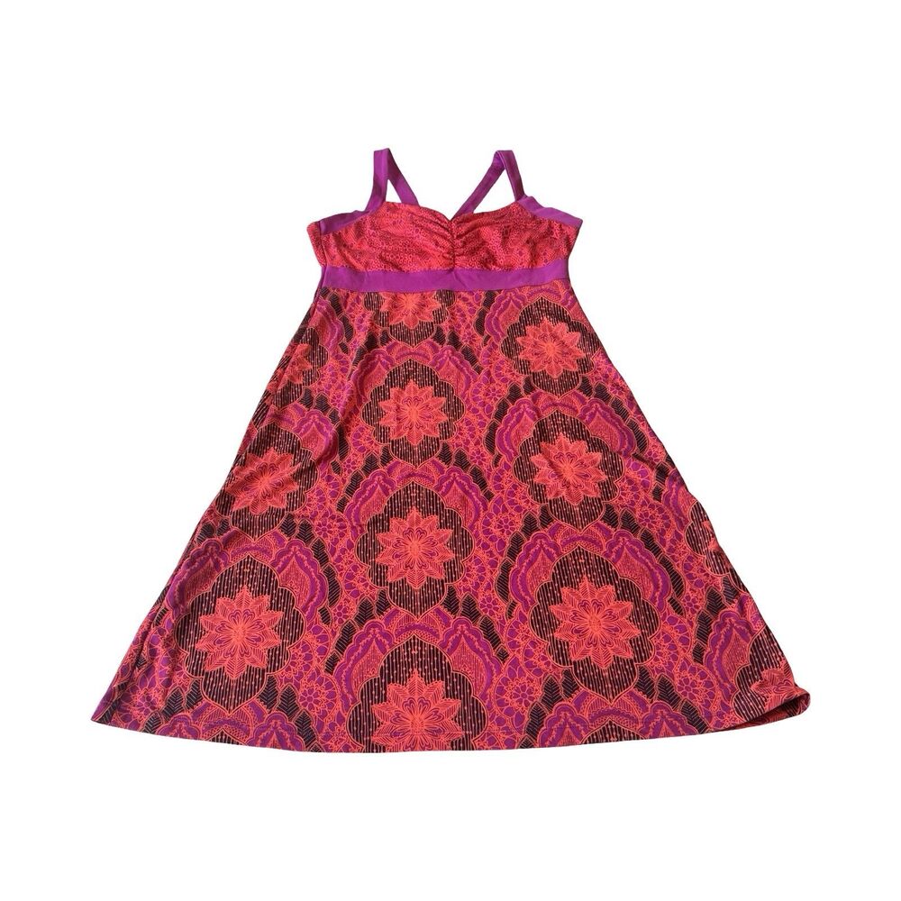 Prana Breathe Women Pink Purple Mandala Floral Athletic Dress Shelf Bra Small